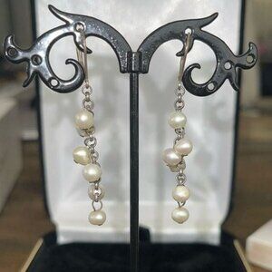 Dangle pearl sterling silver earrings